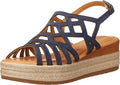 Bella Vita Women's Zip-Italy Platform Flat Sandal  Navy Suede Size 7.5