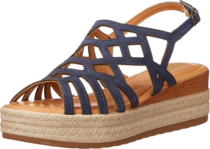 Bella Vita Women's Zip-Italy Platform Flat Sandal  Navy Suede Size 7.5