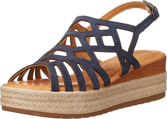 Bella Vita Women's Zip-Italy Platform Flat Sandal  Navy Suede Size 7.5