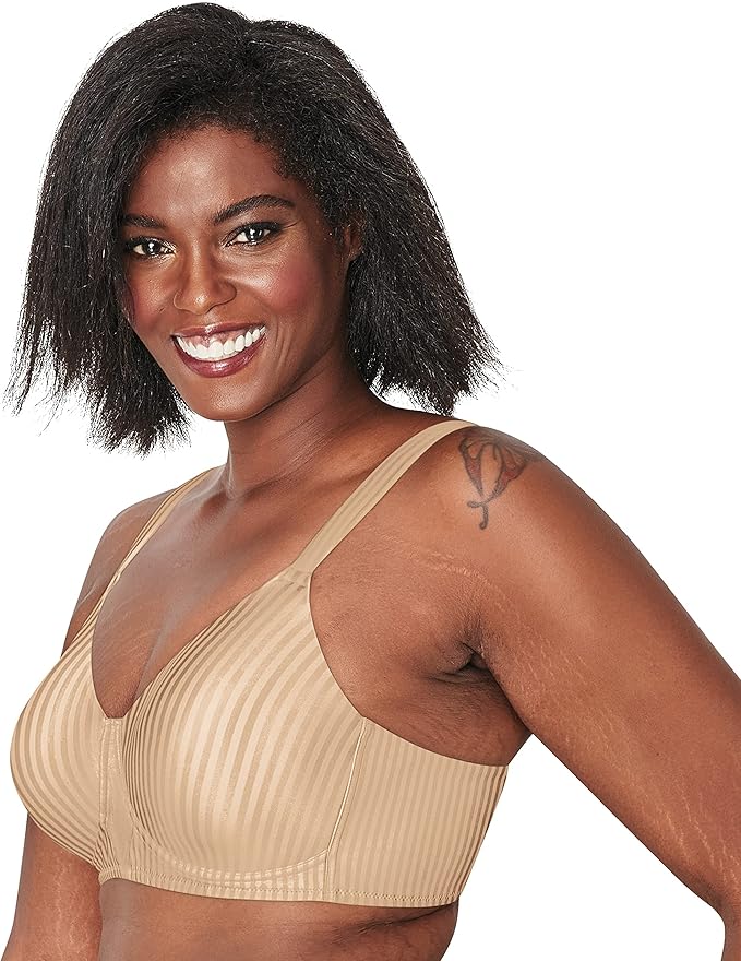 Playtex Perfectly Smooth Wireless Full-Coverage T-Shirt Bra  Nude Stripe Size 36D