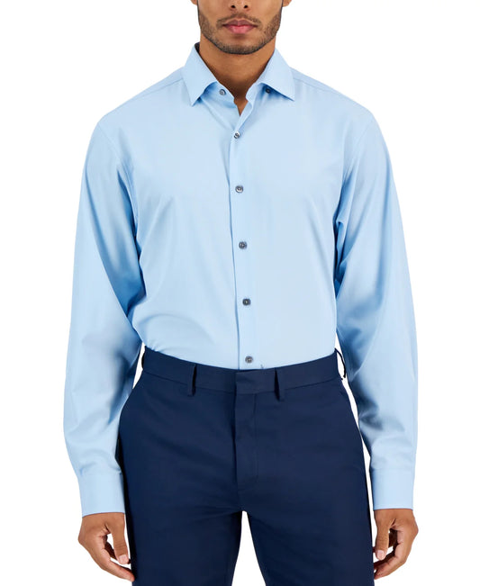 Alfani Men's Regular-Fit Solid Dress Shirt  Horizon Blue 18/18.5 34/35