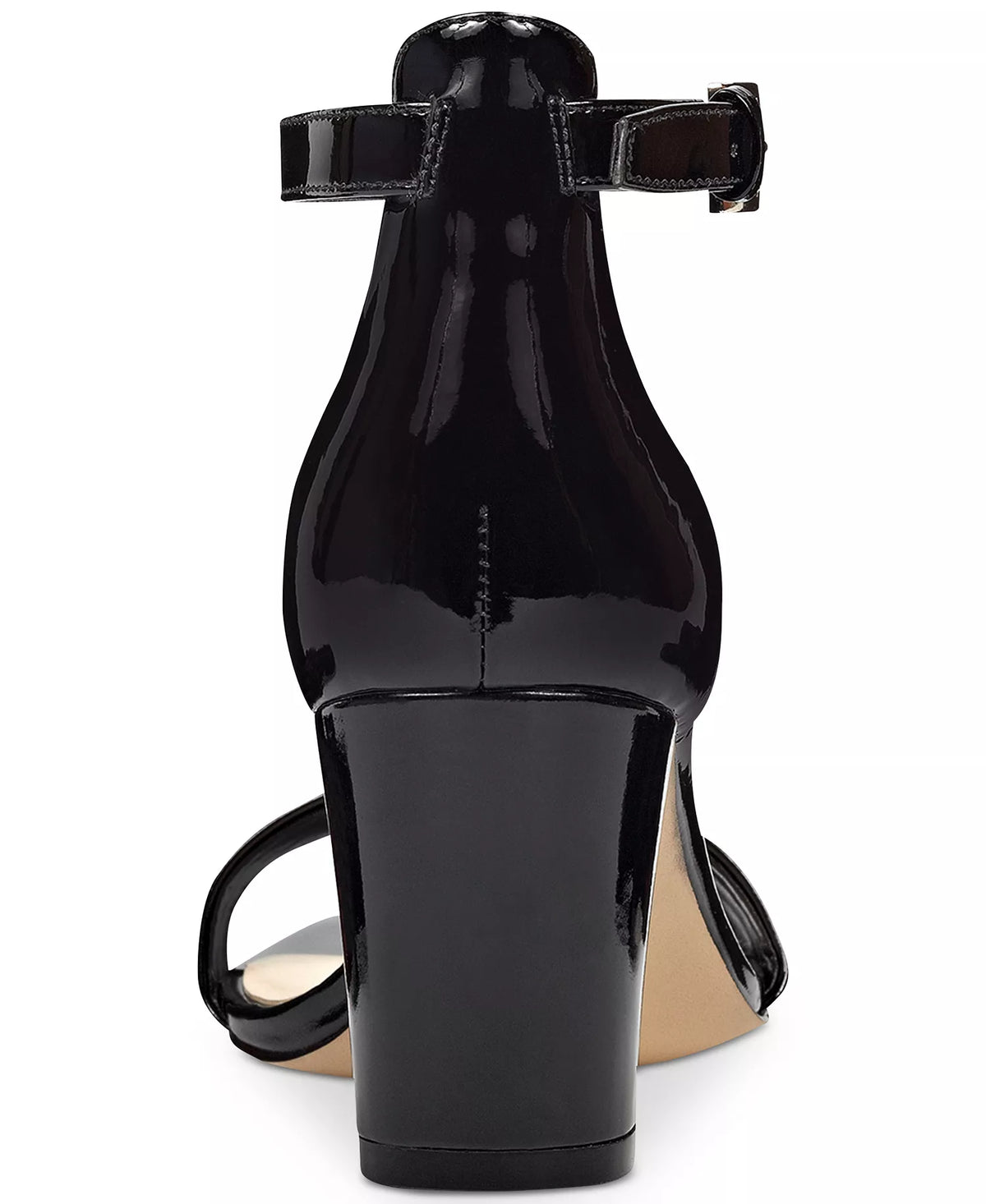Nine West Women's Pruce High Block Heel Dress Sandals  Black Patent Size 10W