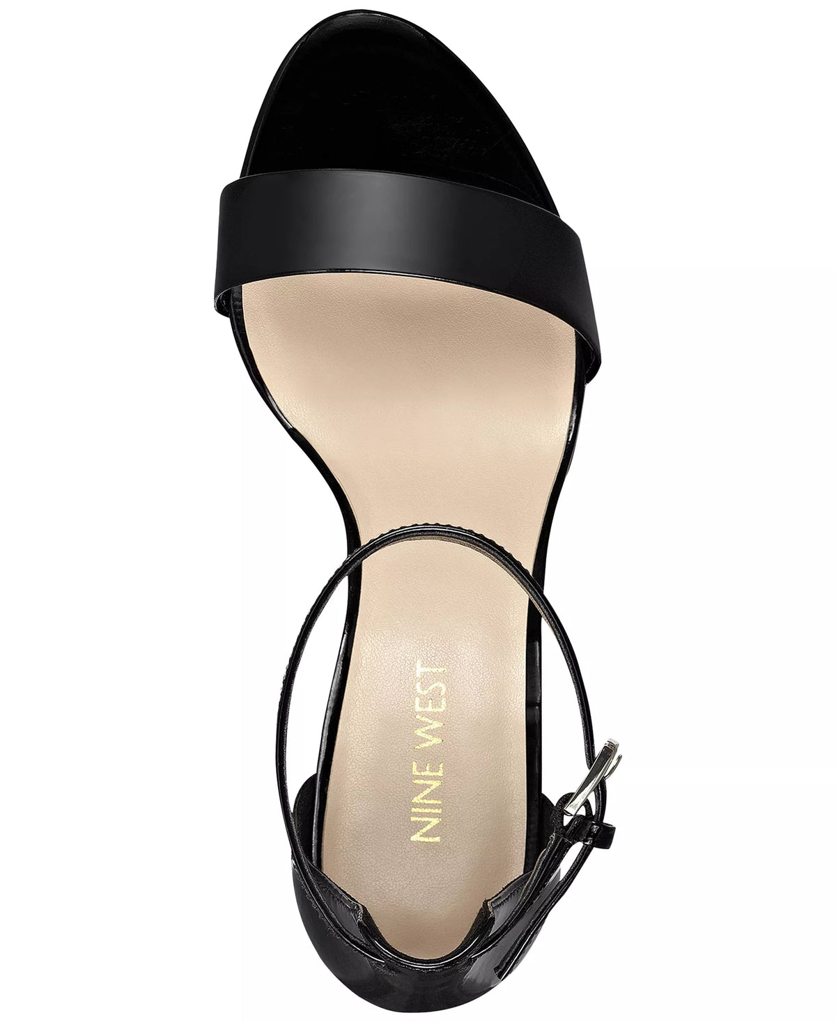 Nine West Women's Pruce High Block Heel Dress Sandals  Black Patent Size 10W