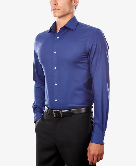 Michael Kors Men's Regular Fit Comfort Stretch Dress Shirt  Navy 16.5 34/35