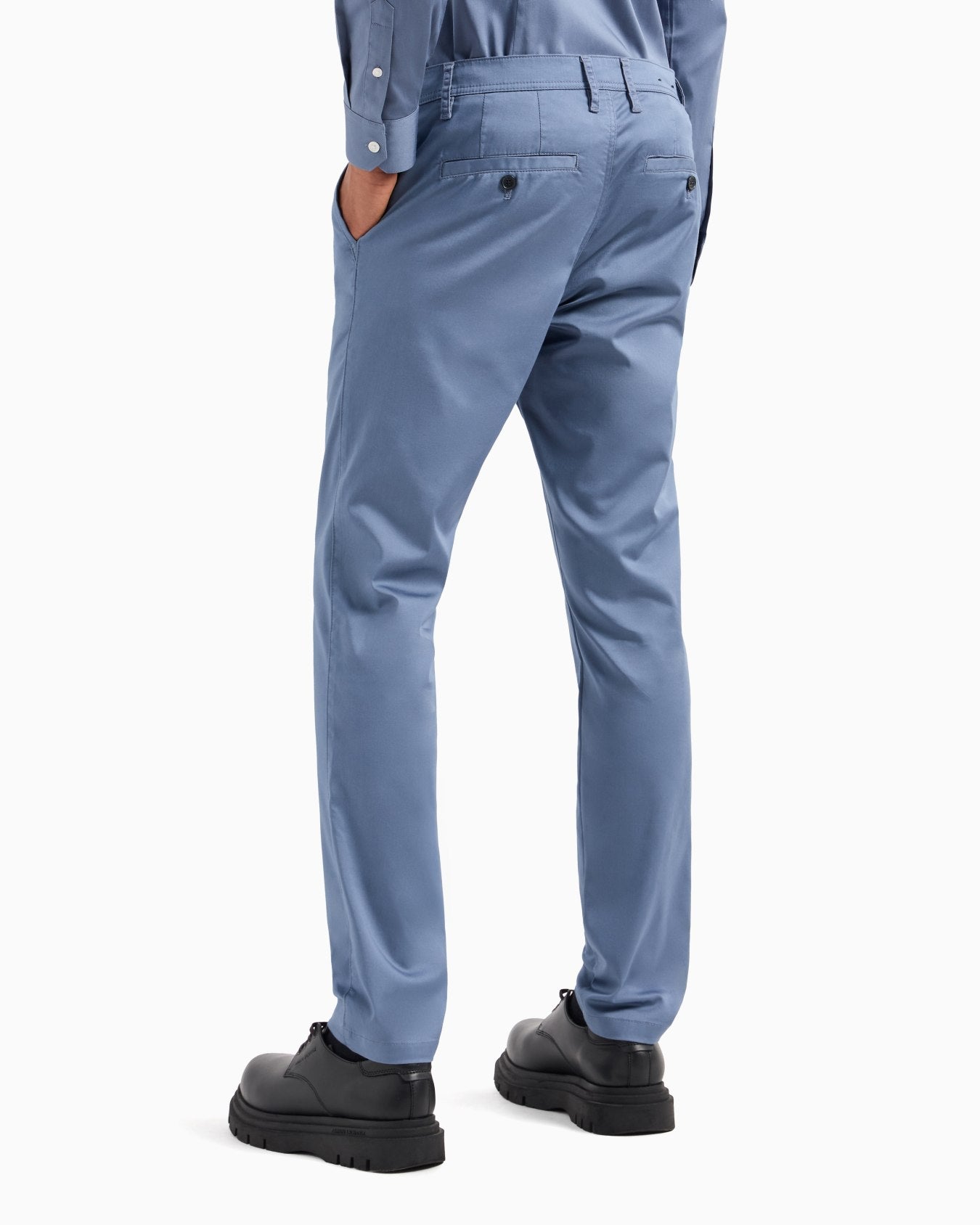 Armani Exchange Men's Slim-Fit Gabardine Trousers  Light Blue Size 34S