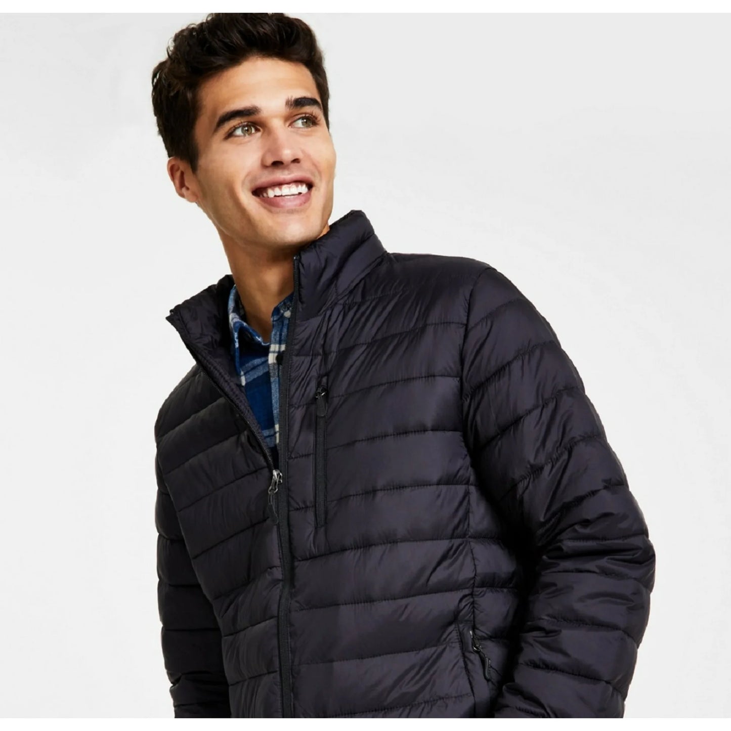 Club Room Men's Quilted Packable Puffer Jacket  Black Size M (Reticket Tag)