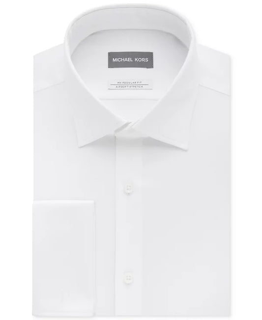 Michael Kors Men's Classic/Regular Fit Airsoft Stretch Dress Shirt  White 17.5 36/37