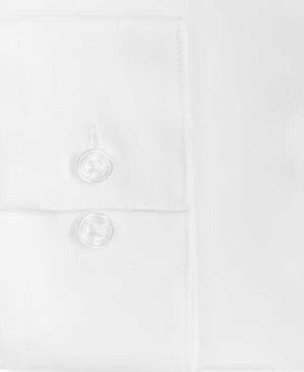 Calvin Klein Men's Slim-Fit Non-Iron Herringbone Dress Shirt  White 15.5 34/35