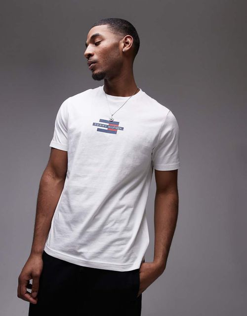 Tommy Hilfiger Men's Flag Logo Box T-Shirt  White Size L