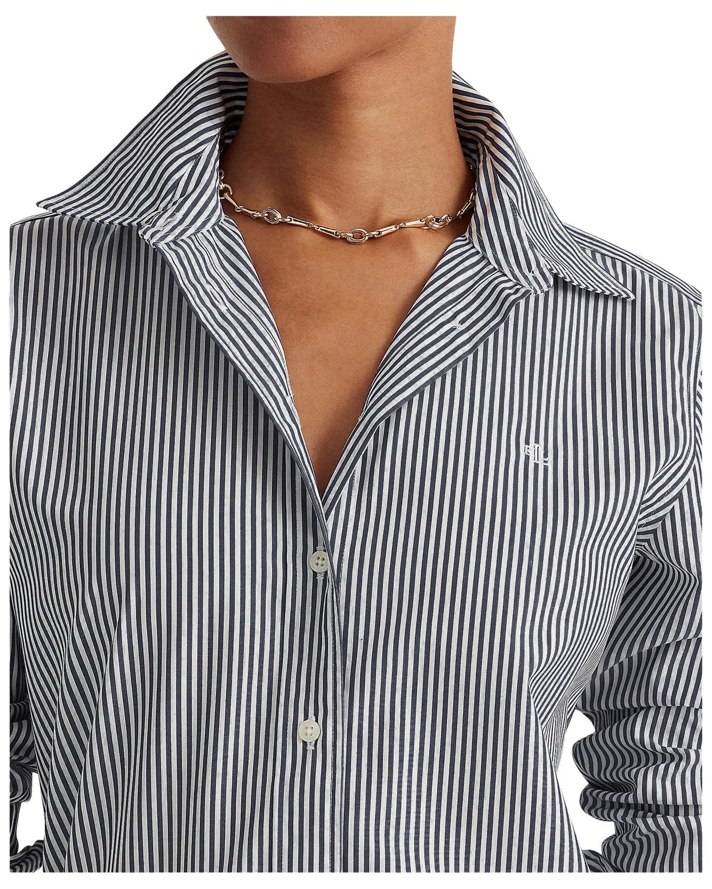 LAUREN RALPH LAUREN Women's Long Sleeve Button Front Shirt  Black Size M