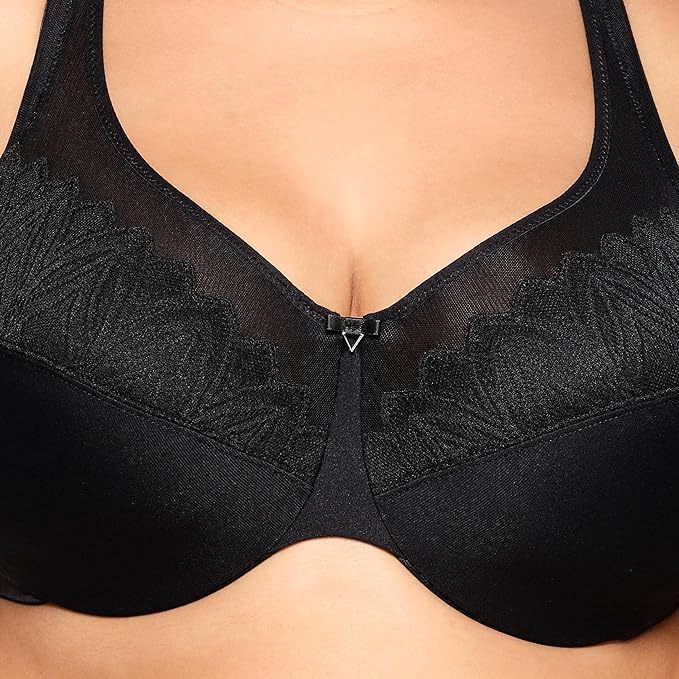 Glamorise Women's Plus Size Wonderwire Minimizer Underwire Bra  Black Size 46DD