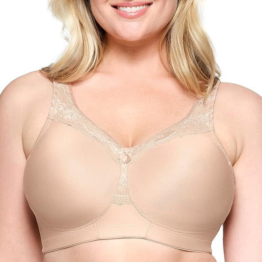 Glamorise Plus Size MagicLift Seamless Wirefree Bra  Cafe Size 36F