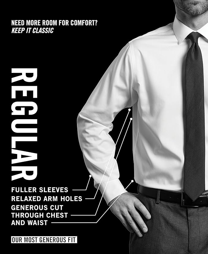 Calvin Klein Men's Regular-Fit Supima Cotton Dress Shirt  Checkered Gray 16.5 34/35