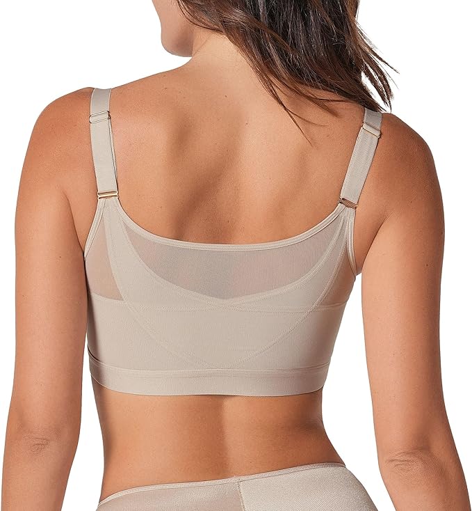 Leonisa Back Support Posture Corrector Contour Wireless Bra  Light Beige Size 38D