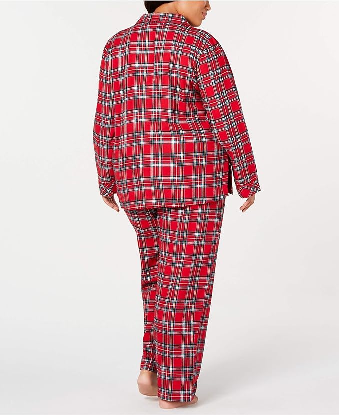 Family Pajamas Women's Plus Size Cotton Plaid Pajama Set  Color Brinkley Plaid Size 1X