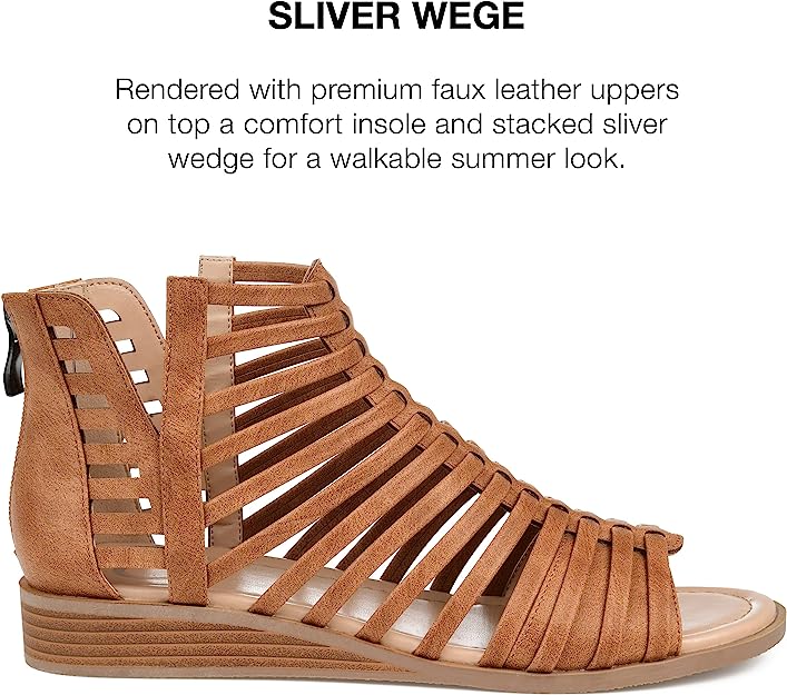 Journee Collection Women's Delilah Caged Gladiator Sandals  Brown Size 5.5