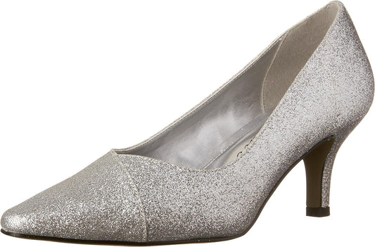 Easy Street Women's Chiffon Pumps  Color Silver Glitter Size 8N