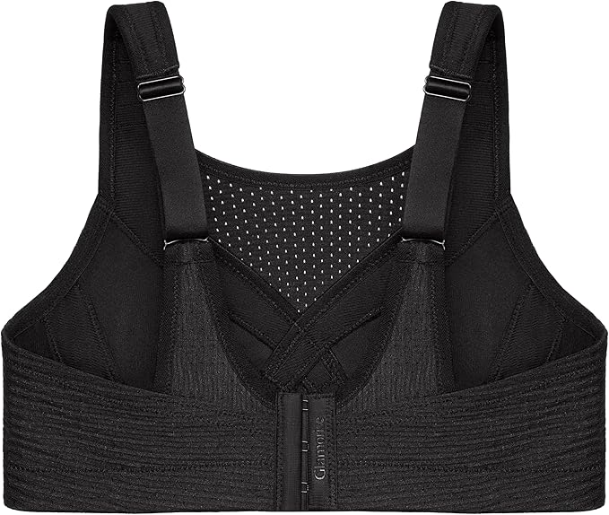 Glamorise Full Figure Custom Control Wirefree Sports Bra  Solid Black Size 38D