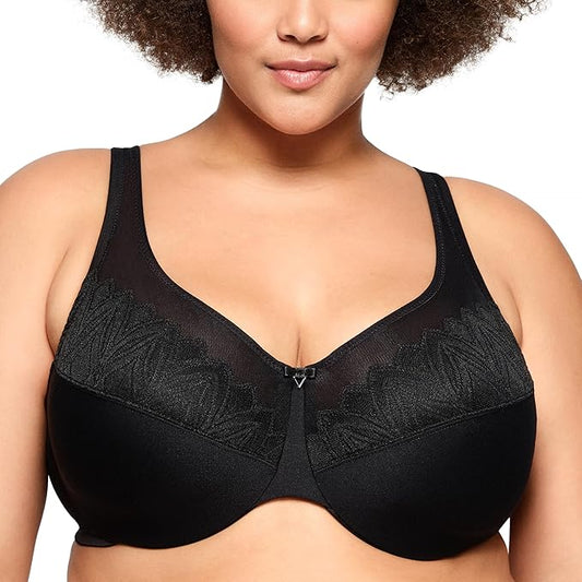 Glamorise Women's Plus Size Wonderwire Minimizer Underwire Bra  Black Size 46DD