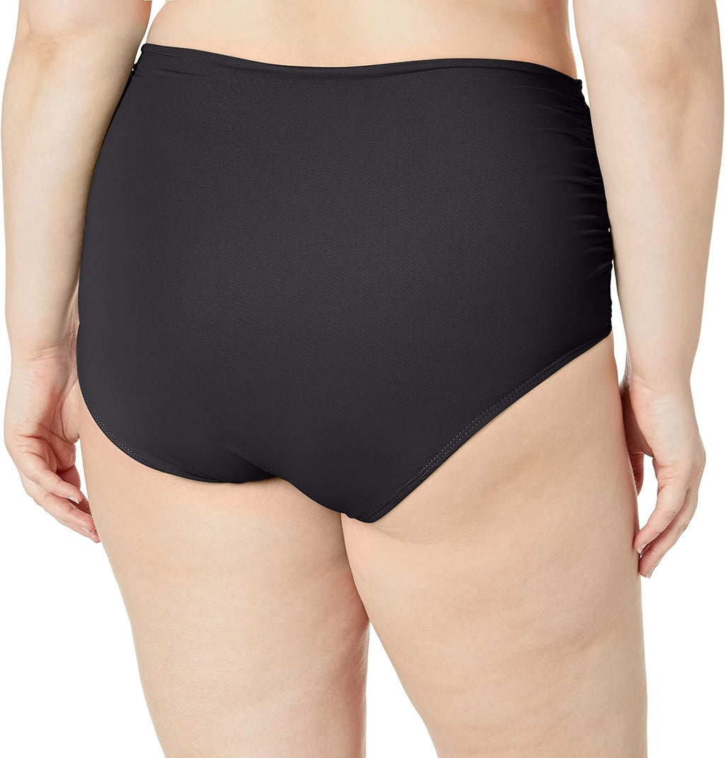 Anne Cole Plus Size High Waist Fold Over Double Lined Bikini Bottoms  Color Black Size 20W