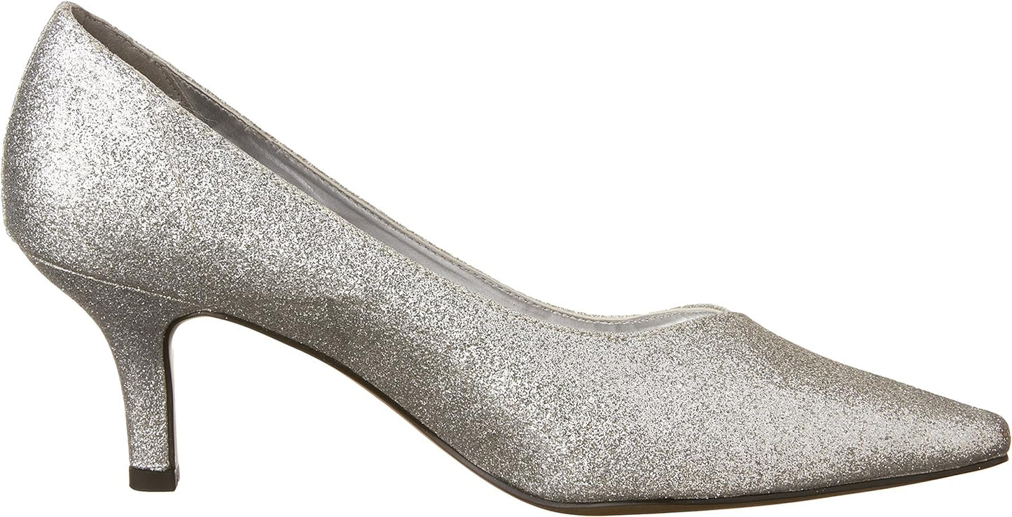 Easy Street Women's Chiffon Pumps  Color Silver Glitter Size 8N