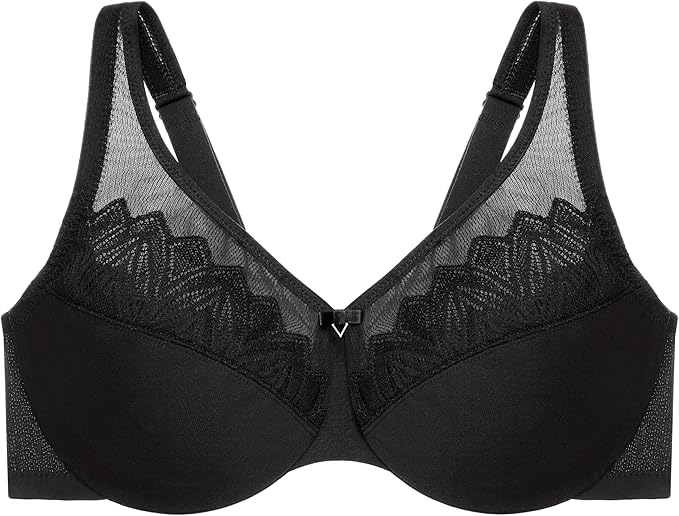 Glamorise Women's Plus Size Wonderwire Minimizer Underwire Bra  Black Size 46DD