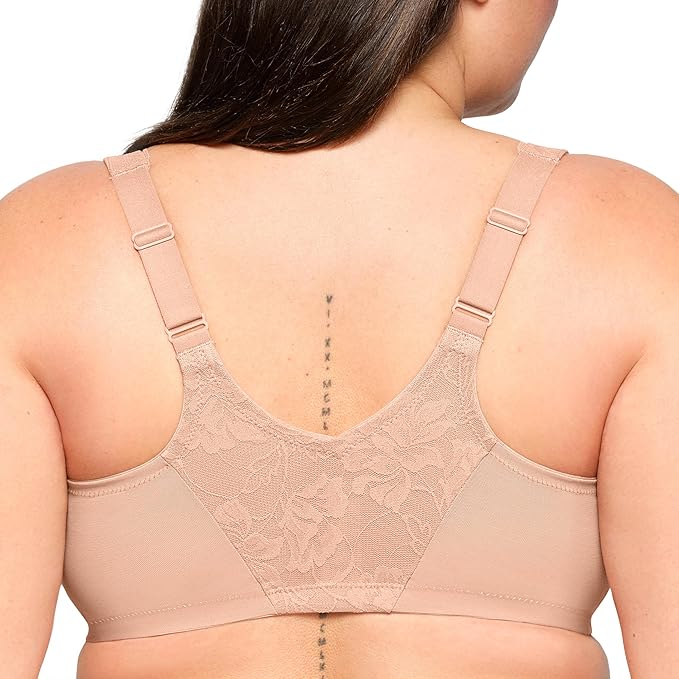 Glamorise Lacey T-Back Wonderwire Underwire Bra  Cappuccino Size 40B