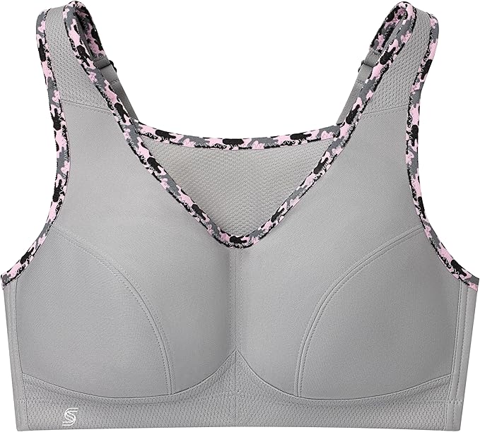 Glamorise No-bounce Camisole Sports Wirefree Bra  Soft Gray Size 48D