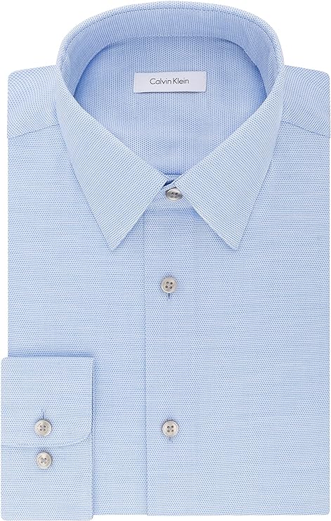 Calvin Klein Men's Steel+ Regular Non-Iron Stretch Performance Dress Shirt  Stream 15.5 32/33