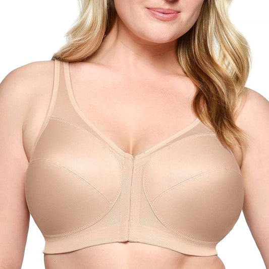 Glamorise Full Figure MagicLift Front-Closure Wirefree Bra   Cafe Size 48B