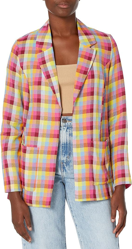 BCBGeneration Women's Open Front Plaid Blazer  Multicolor Size  M
