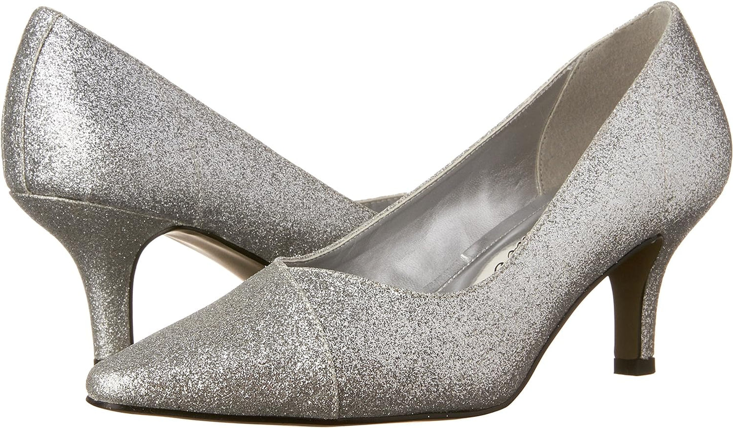 Easy Street Women's Chiffon Pumps  Color Silver Glitter Size 8N