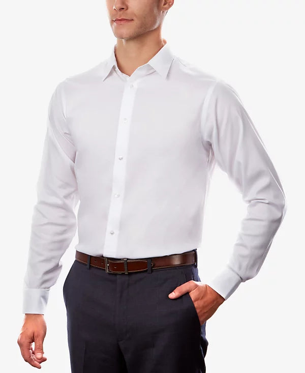 Calvin Klein STEEL+ Men's Regular Non-Iron Stretch Performance Dress Shirt  White 17.5 34/35