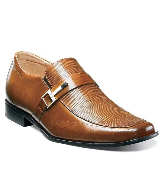 Stacy Adams Men's Beau Bit Perforated Leather Loafer  Cognac Size 9.5