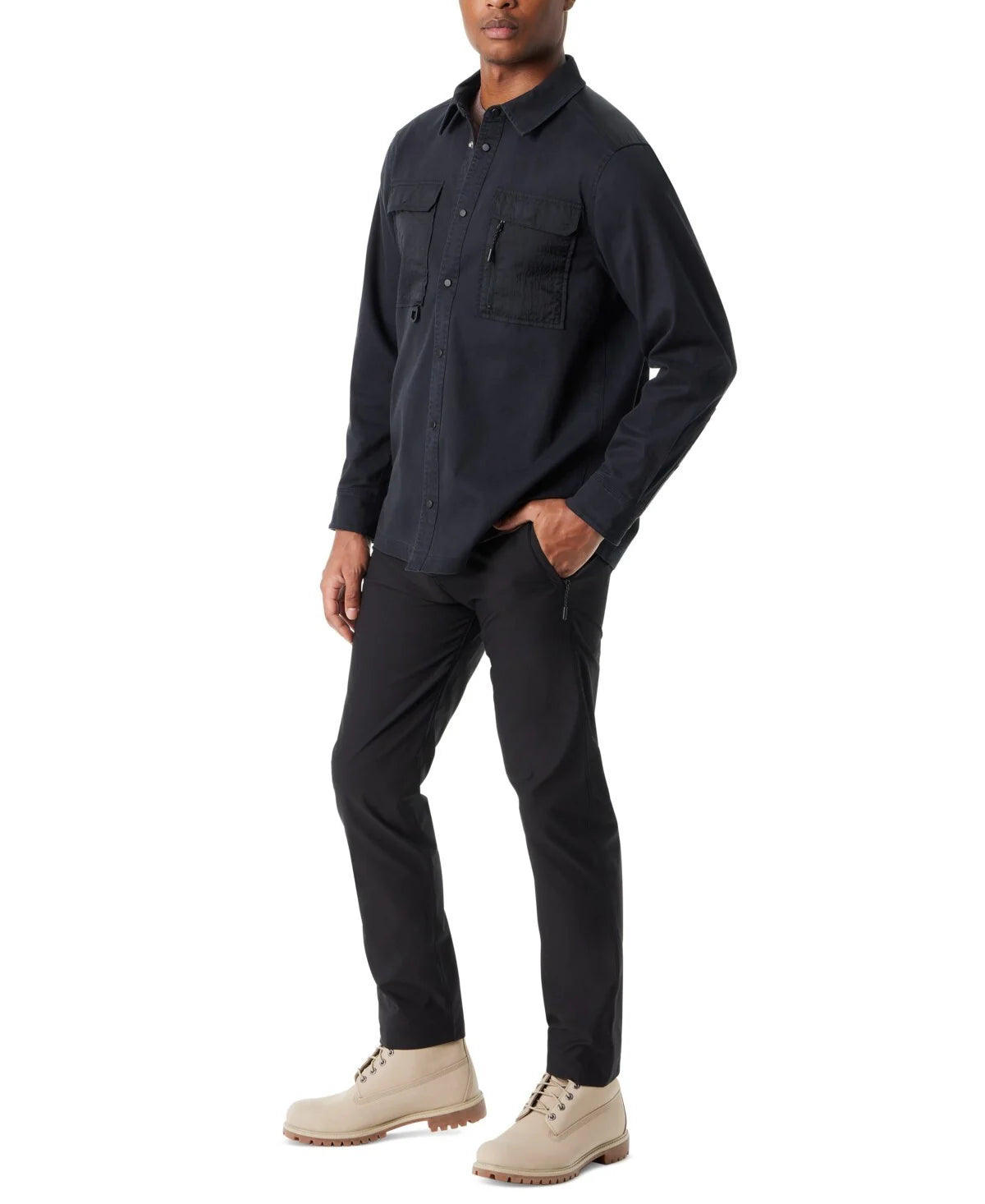 BASS OUTDOOR Men's Stretch Snap-Button Front Shirt Jacket  Black Beauty Size 2XL