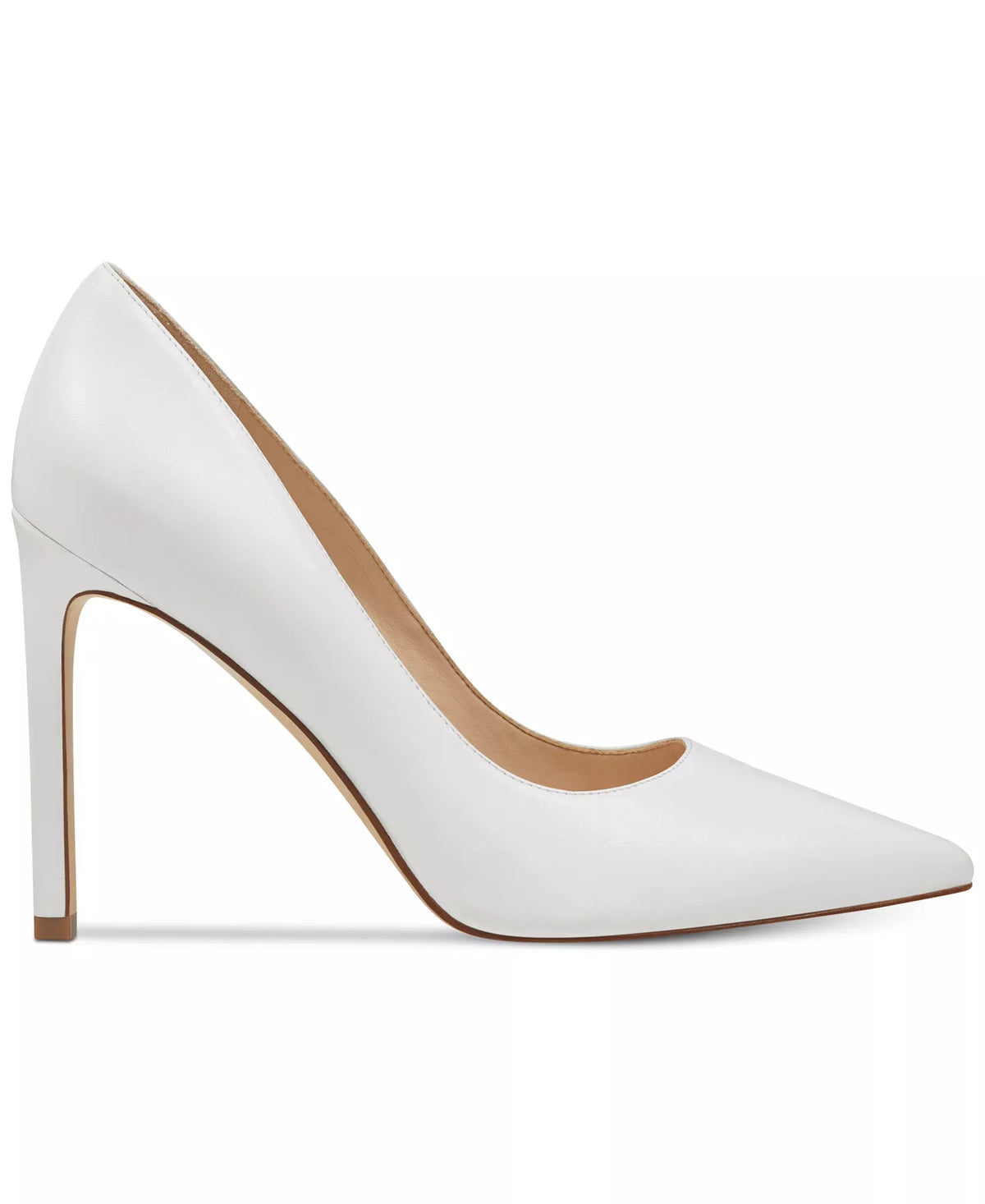 Nine West Women's Tatiana Pointed Toe High Stiletto Pumps  White Leather Size 7