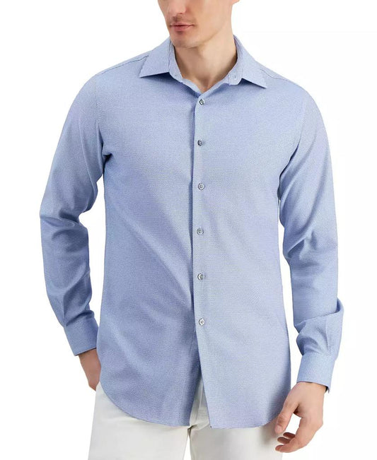 Alfani Men's Slim-Fit Dobby Dress Shirt  Blue White 14/14.5 32/33