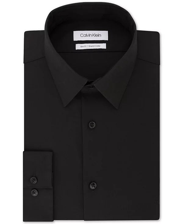 Calvin Klein Men's Slim-Fit Stretch Dress Shirt  Black 17 32/33