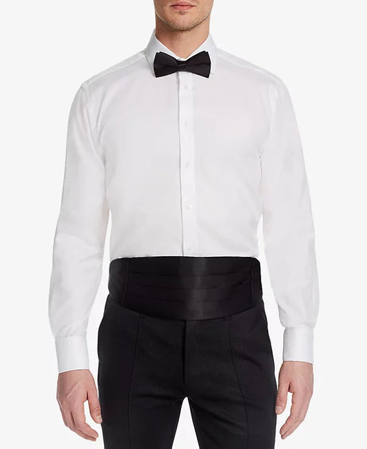 MICHELSONS OF LONDON Men's Classic/Regular Fit French Cuff Tuxedo Shirt  White 16 32/33
