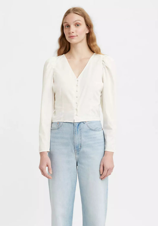 Levi’s Women's Teegan Mutton Sleeve Blouse  Color White  Size M