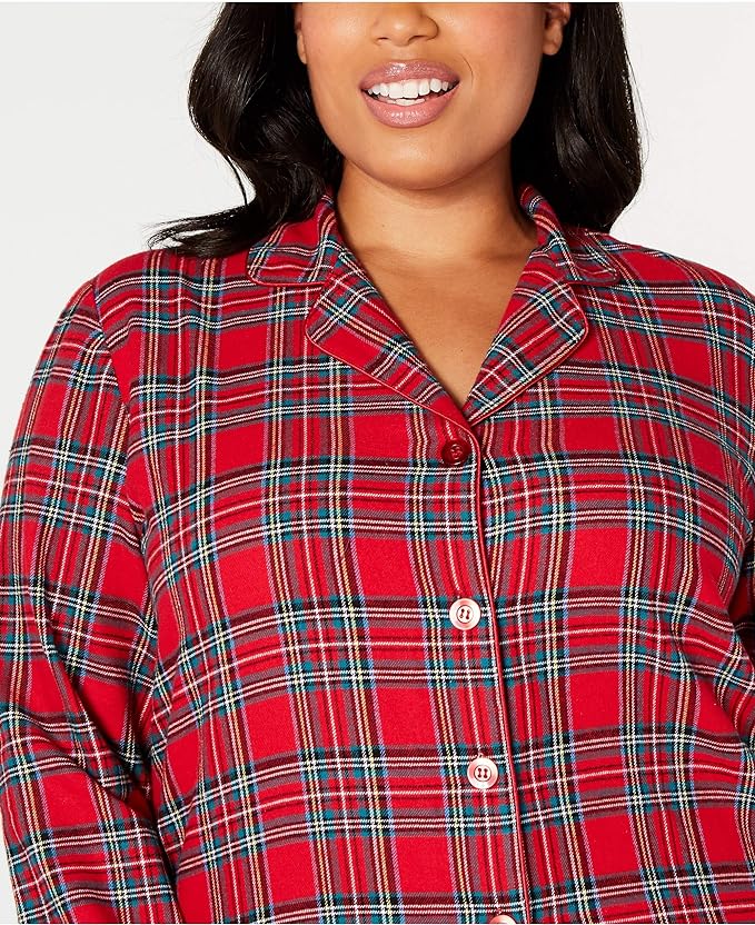 Family Pajamas Women's Plus Size Cotton Plaid Pajama Set  Color Brinkley Plaid Size 1X