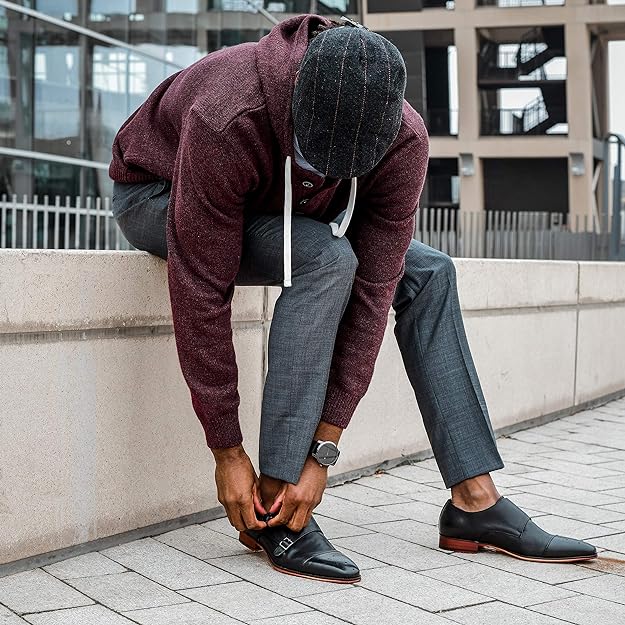 Thomas & Vine Men's Rockwell Leather Double Monk Strap  Color Black Size 10.5