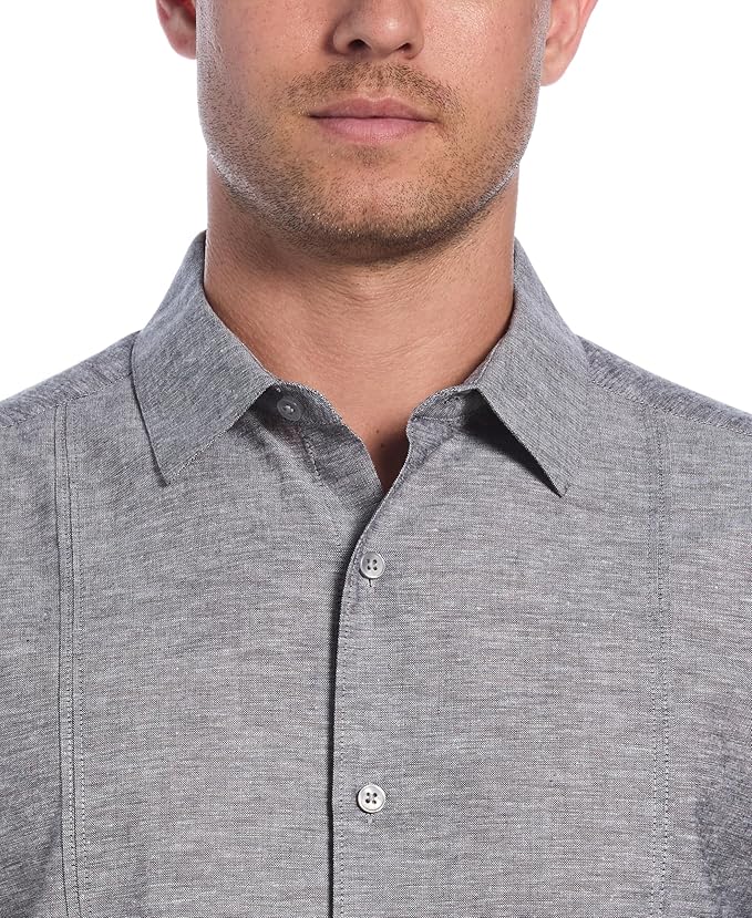 Cubavera Men's Classic-Fit Short Sleeve Linen Blend Shirt  Jet Black Size XL