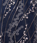 Alex Evenings Women's Metallic Floral Embroidered Midi Dress  Navy/Pink Size 4