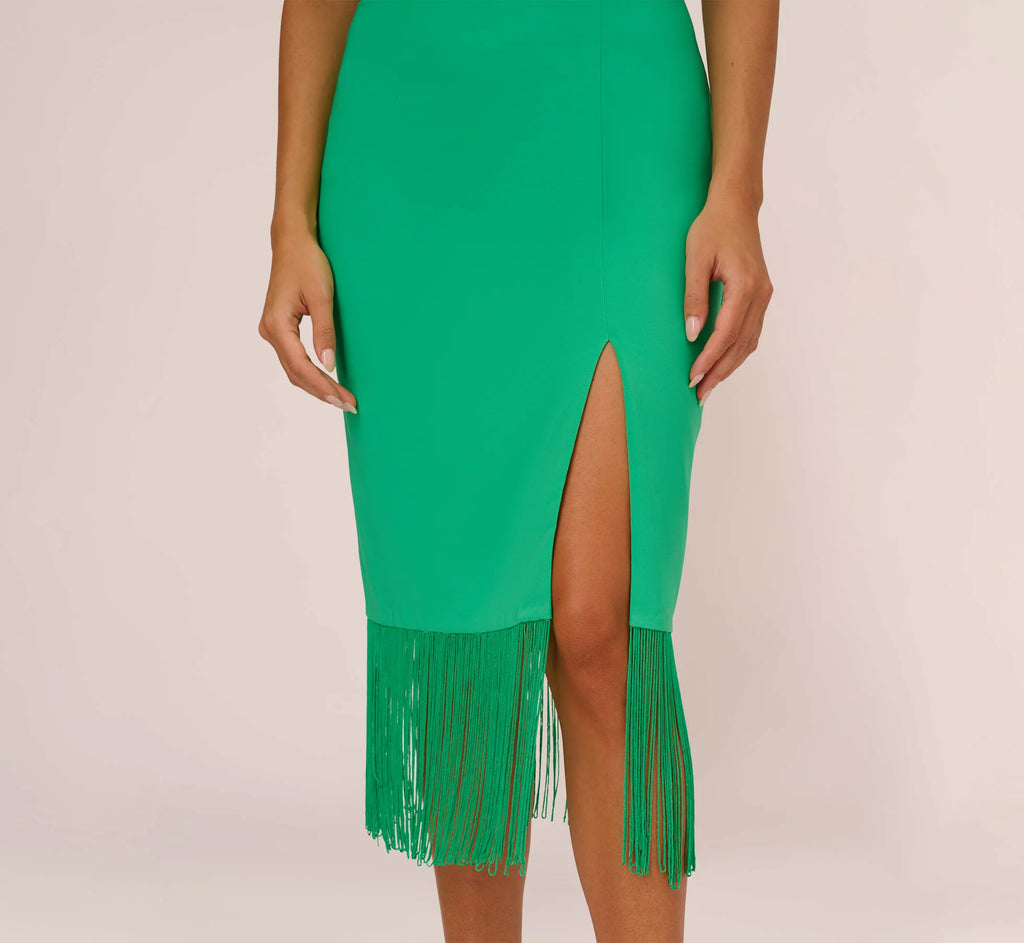 Adrianna by Adrianna Papell Fringed-Hem Midi Sheath Midi Dress  Color Summer Green Size 10