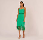 Adrianna by Adrianna Papell Fringed-Hem Midi Sheath Midi Dress  Color Summer Green Size 10