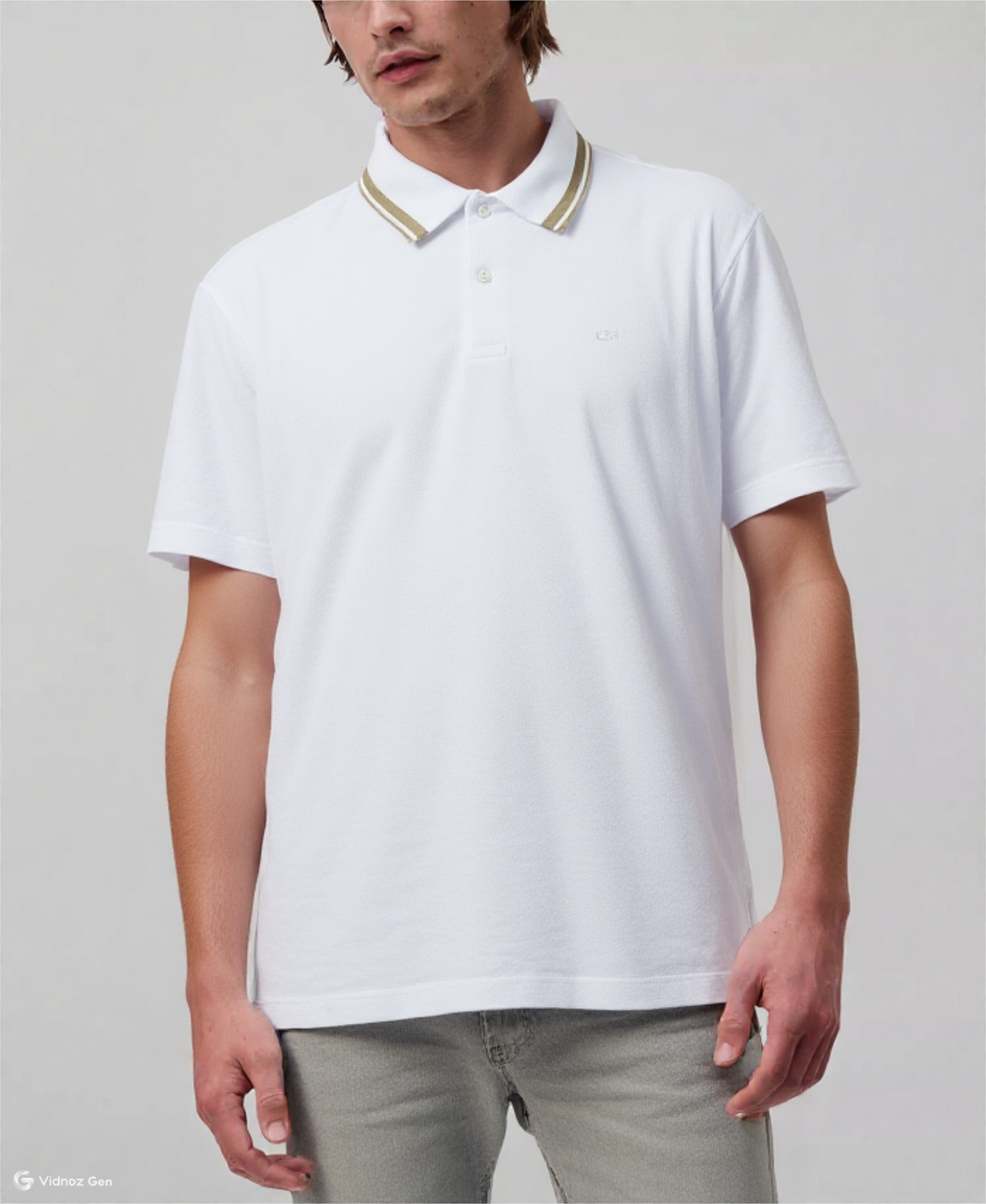 Calvin Klein Men's Short-Sleeve Double-Tipped Collar Polo Shirt  White Size M