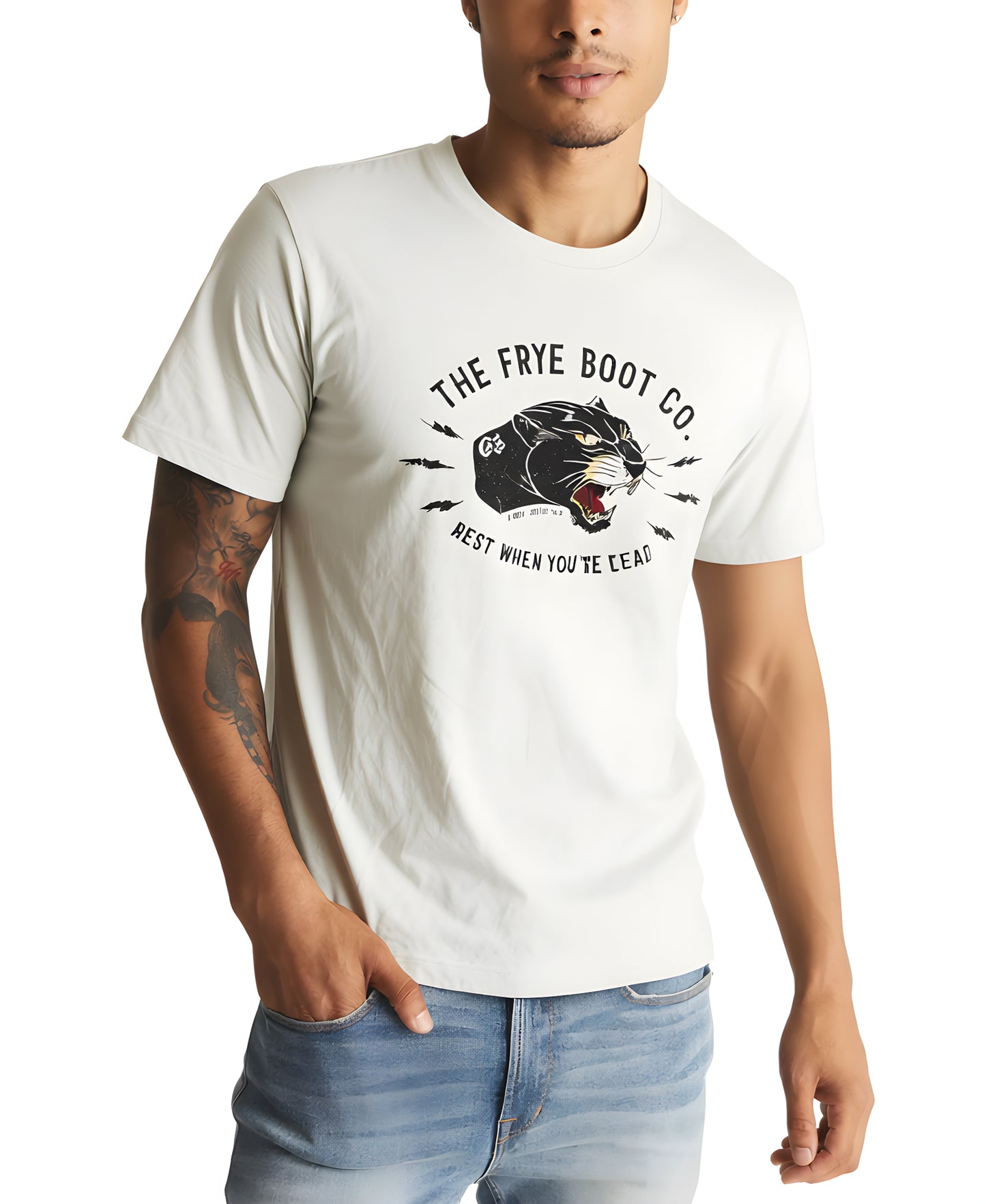 Frye Men's Classic-Fit Short Sleeve T-Shirt  Off White Size M