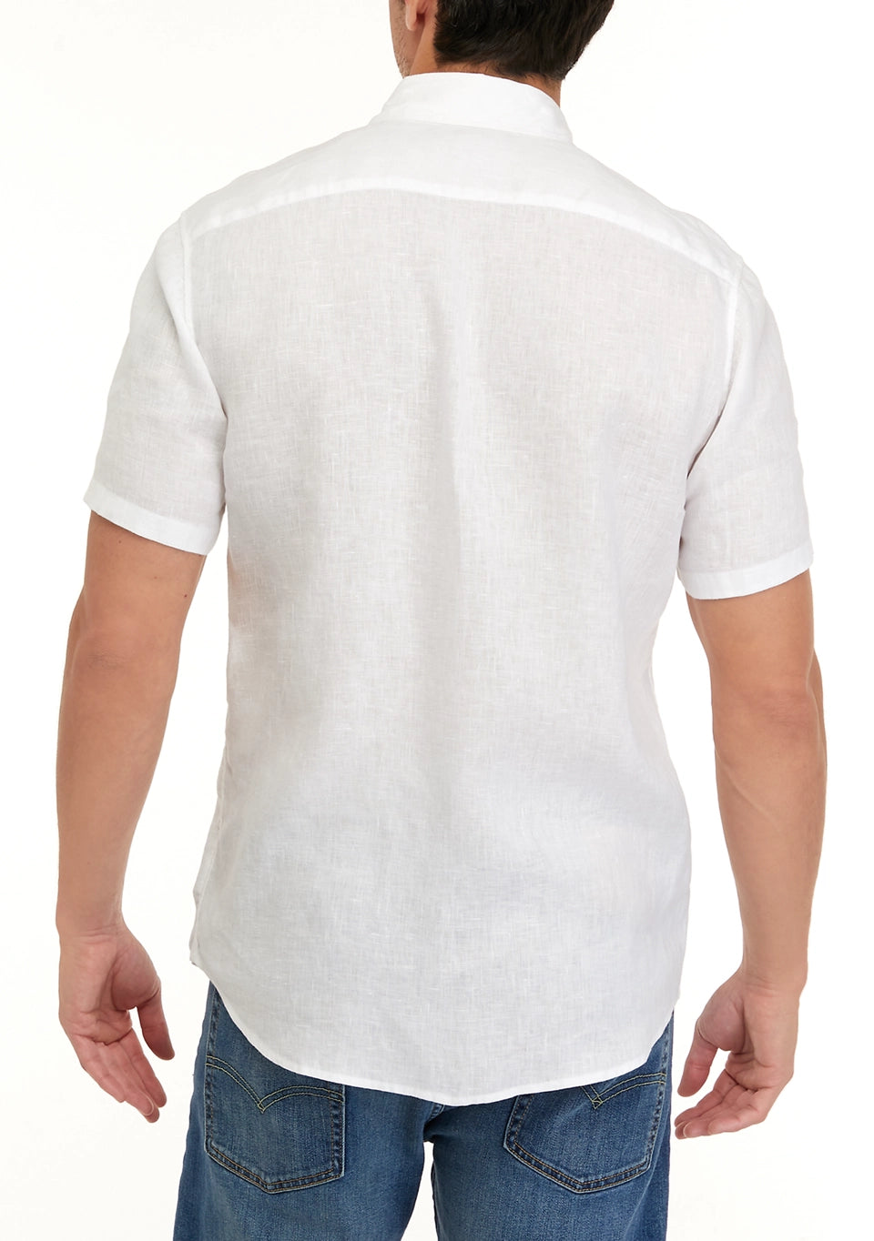 Michael Kors Men's Slim-Fit Yarn-Dyed Linen Shirt  White Size 2XL
