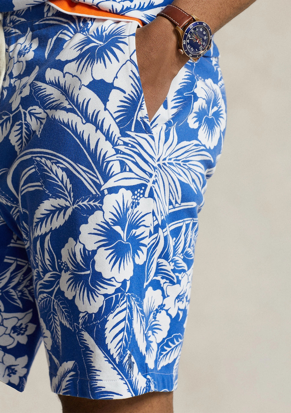 Polo Ralph Lauren Men's Monstera Print Spa Terry Shorts  Blue/White Size XL